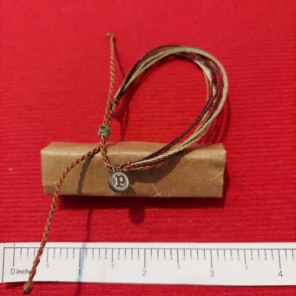 Pura Vida Brown Cord and Silver Tone Logo Tag Bracelet